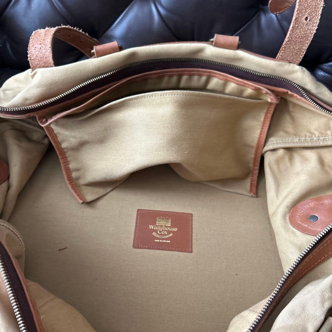 Whitehouse Cox ボストン キャンパス×ブライドルレザー ベージュ