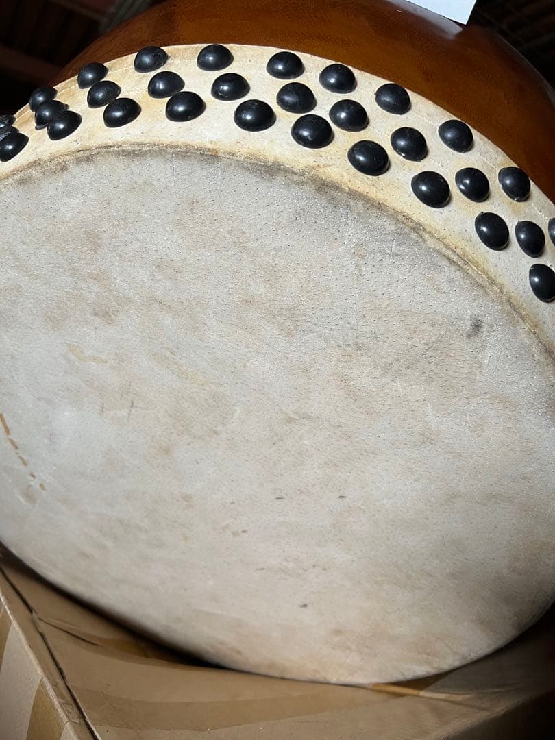 大型 和太鼓 打面49cm 本革 欅胴 和楽器 長胴太鼓 両面