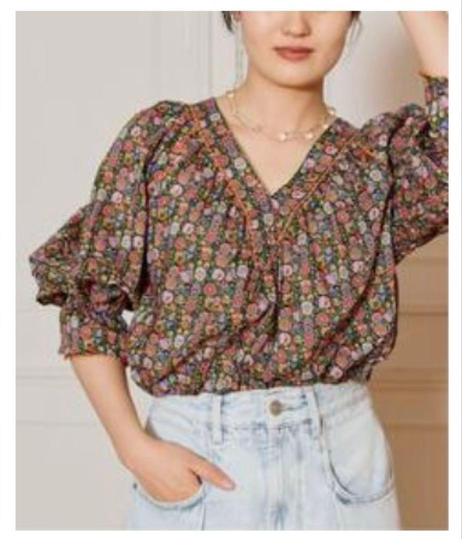 IENA LA BOUCLE LIBERTY プリントブラウス ピンク