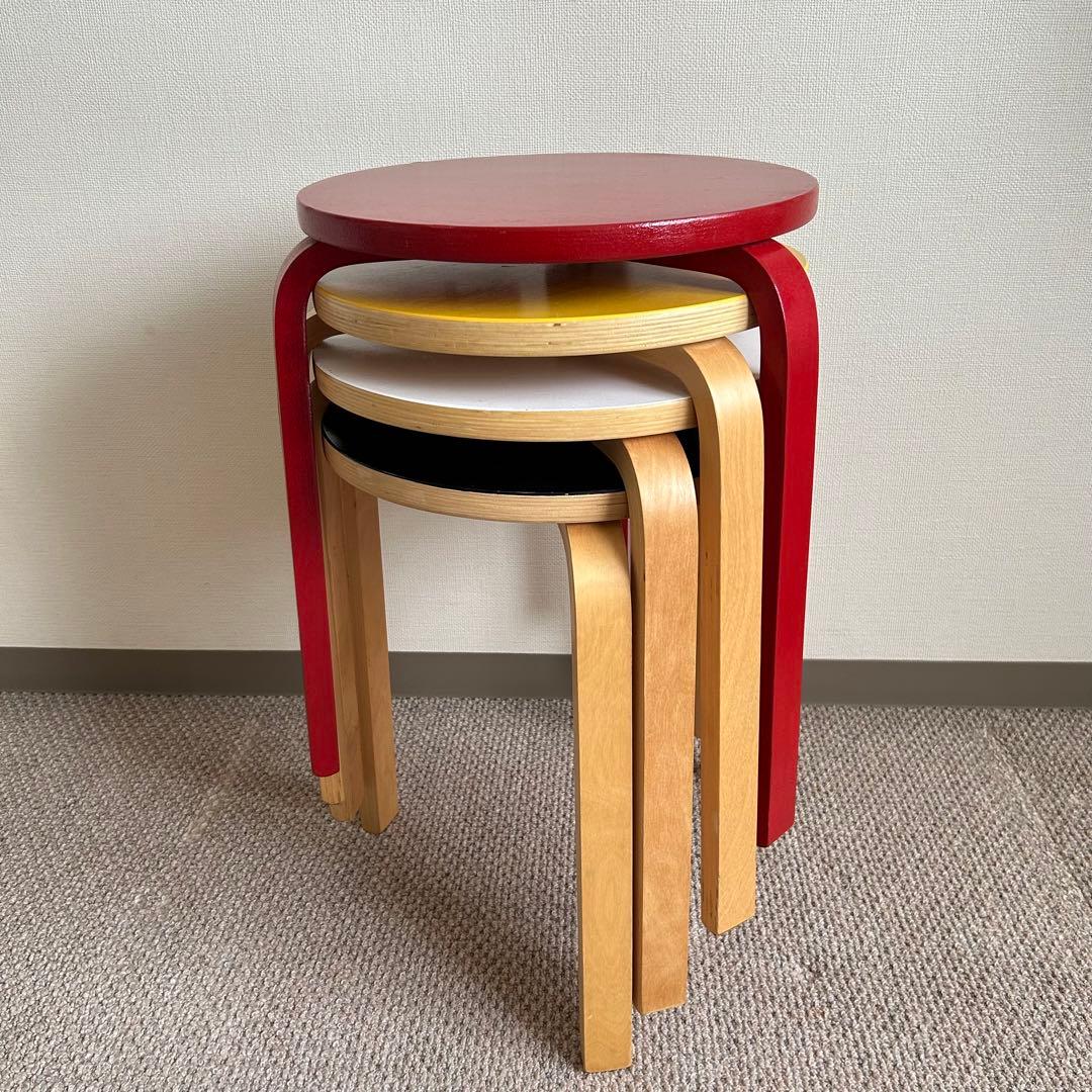 IKEA 木製スツールFROSTA フロスタ 廃盤品 アルテック風 赤1脚 ④