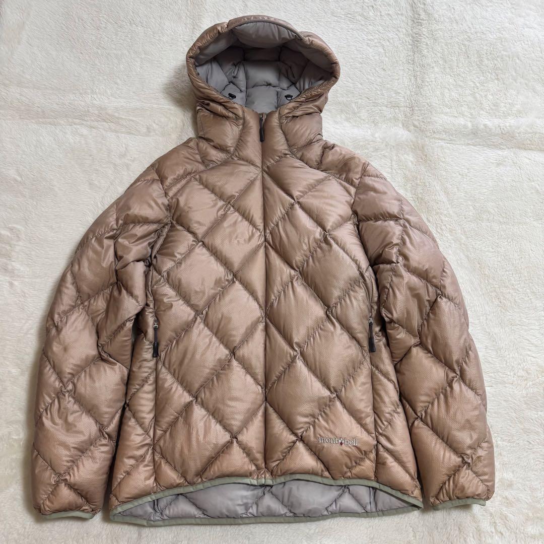 美品モンベル800FPライトアルパイン ダウンパーカ レディースLベージュ
