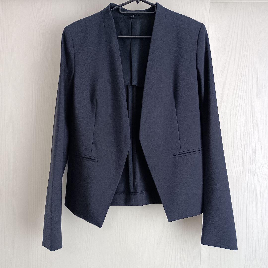 美品 セオリー 現行 パンツスーツ ネイビー ノーカラー セット