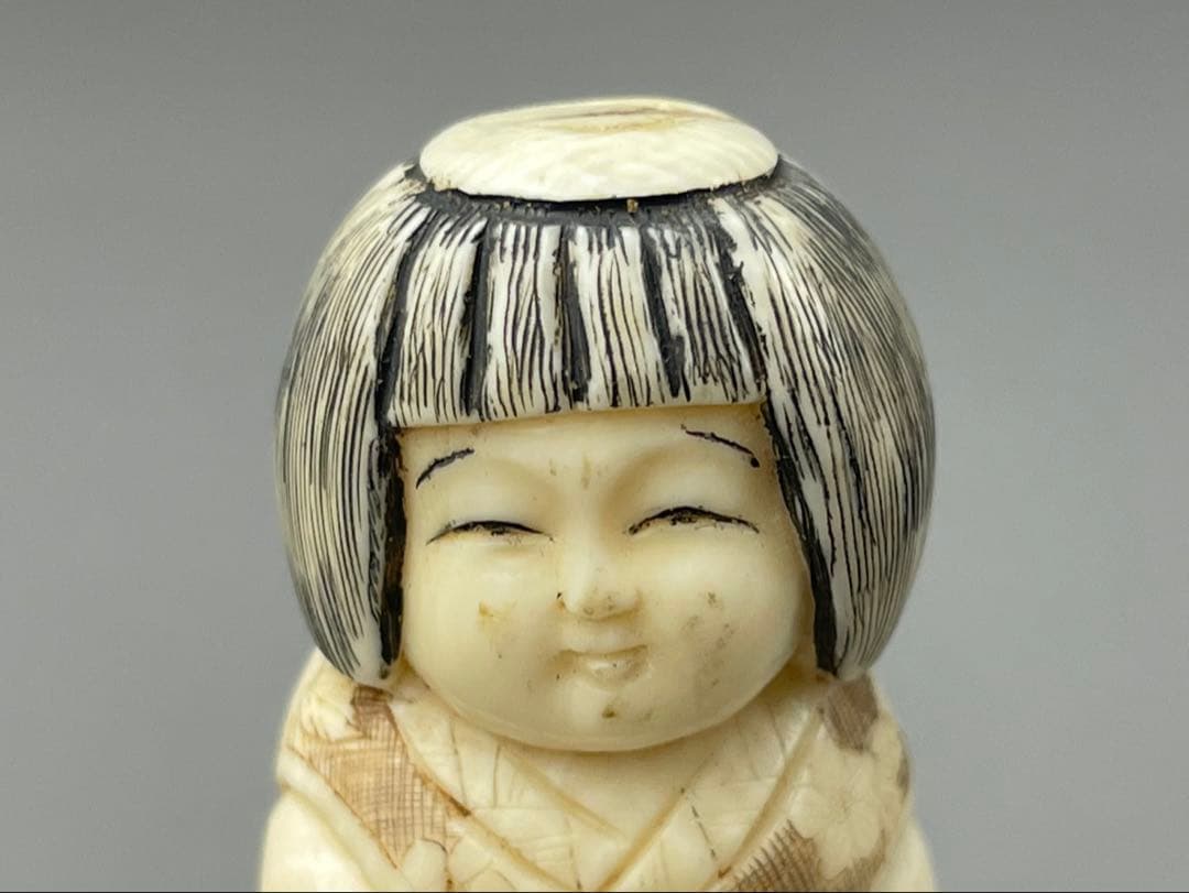 時代根付 マンモス牙製 作家物 中国美術 在銘あり 唐子 女の子 - メルカリ
