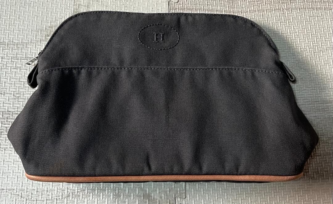 HERMES エルメス ボリード ポーチ ロゴ キャンバス グレー - メルカリ