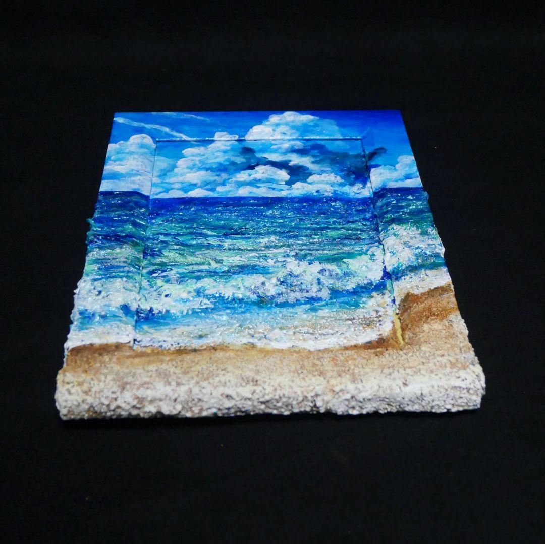 油絵 油彩 油彩画 絵 絵画 【夏の砂浜の海】ミニ絵画 - メルカリ