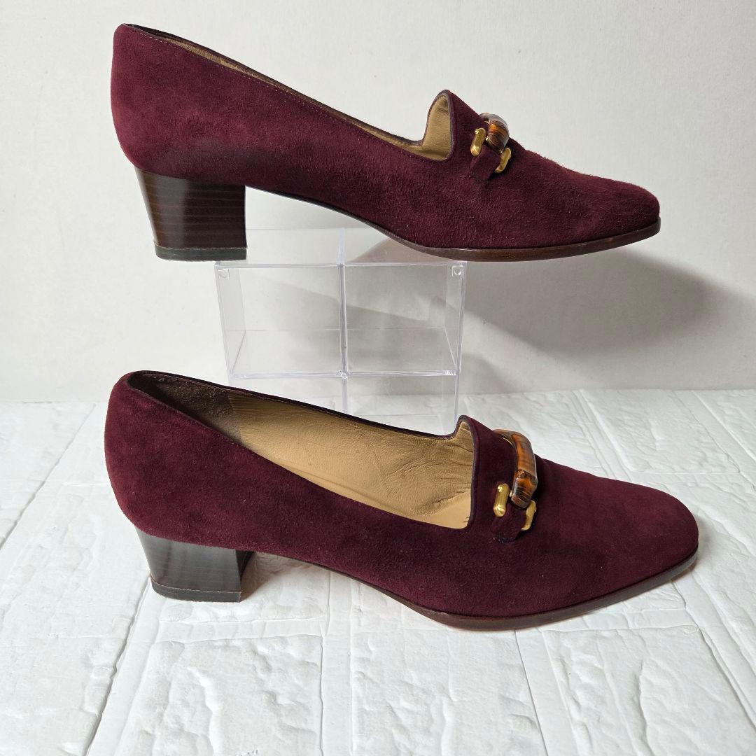 未使用級】グッチ パンプス バンブー 37C(24cm) ワインレッド - 靴