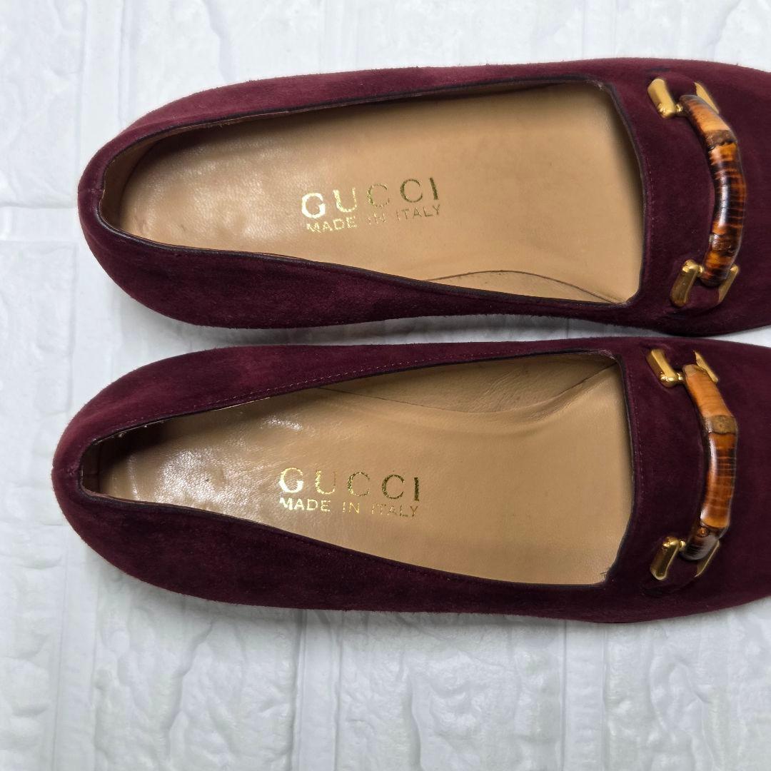 未使用級】グッチ パンプス バンブー 37C(24cm) ワインレッド - 靴