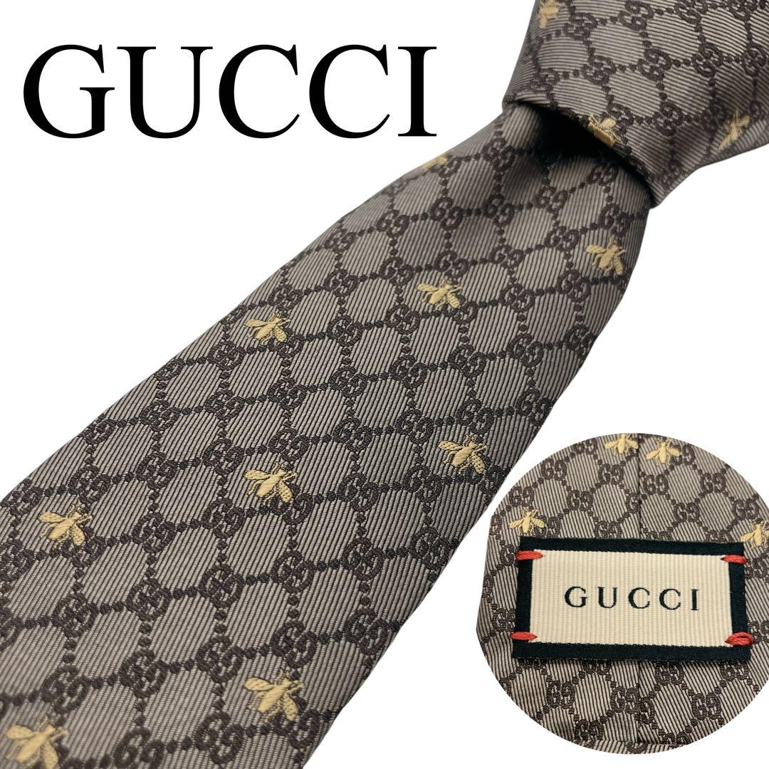 未使用級】GUCCI グッチ ネクタイ GG柄 蜂モチーフ ビー 現行タグ