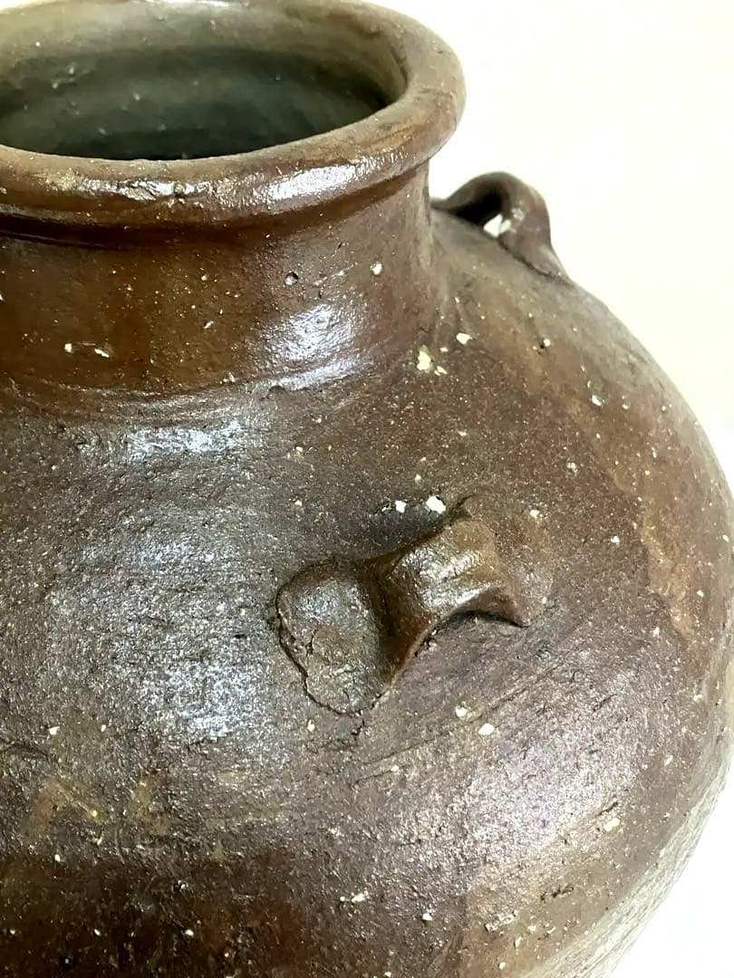 室町時代 信楽焼 壺 古美術 骨董品 花瓶 茶葉入 茶道具 大壺 備前焼