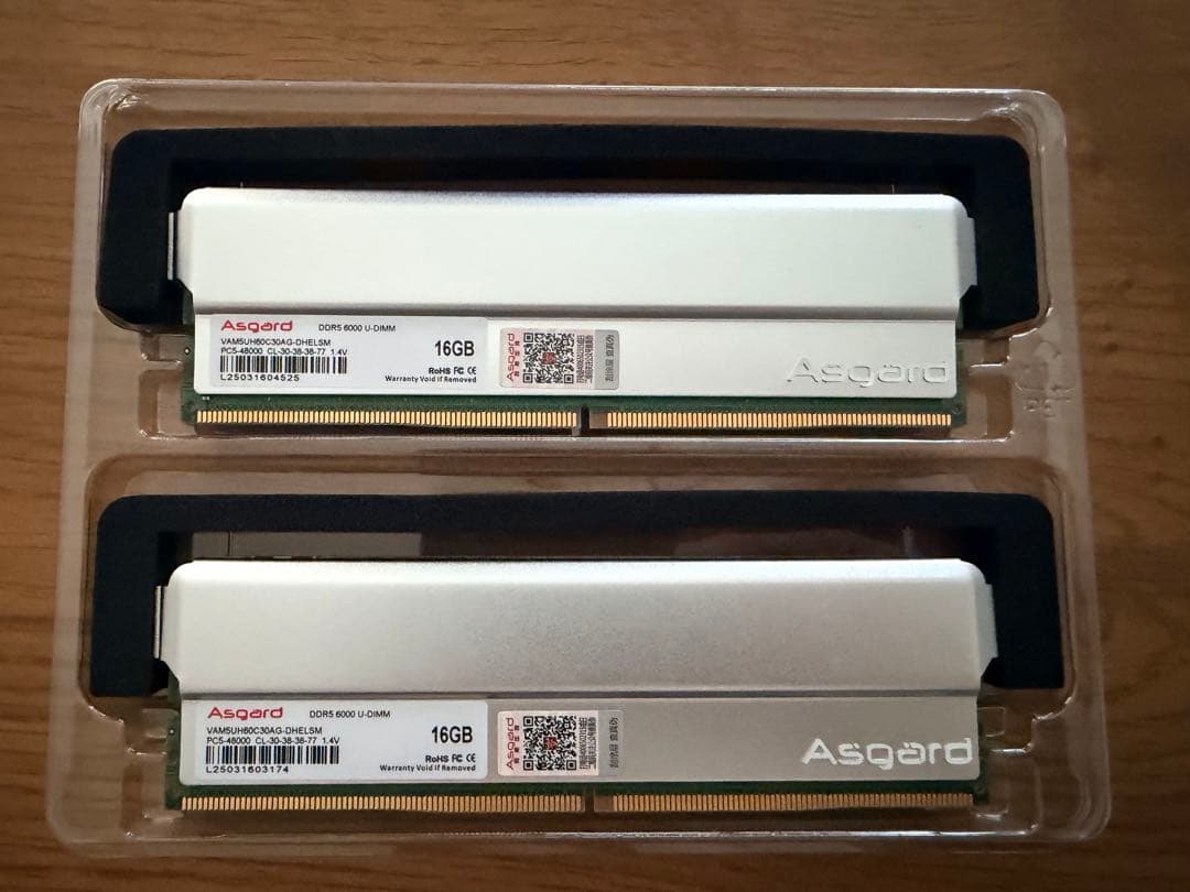 Asgard DDR5-6000メモリ 32GB(16GBx2枚) 動作確認済み