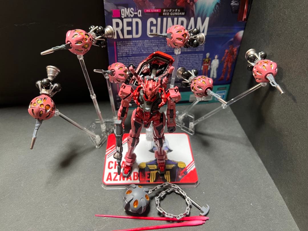 2機セット HG 赤いガンダム(ビット6基)白いガンダム全塗装 完成品