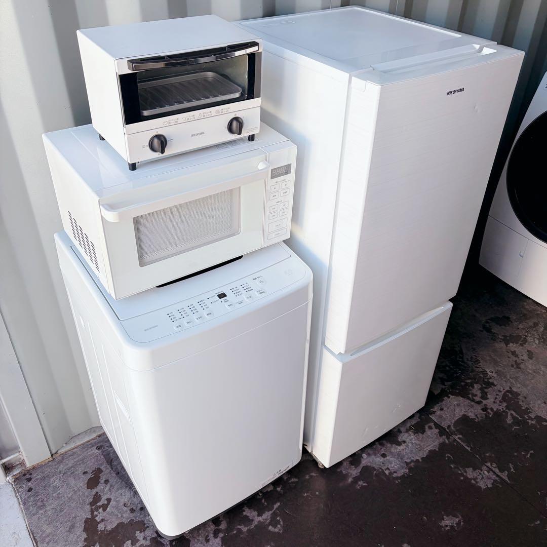 運搬取付無料！ホワイト純正IRIS3点・無印トースターの4点セット！完動