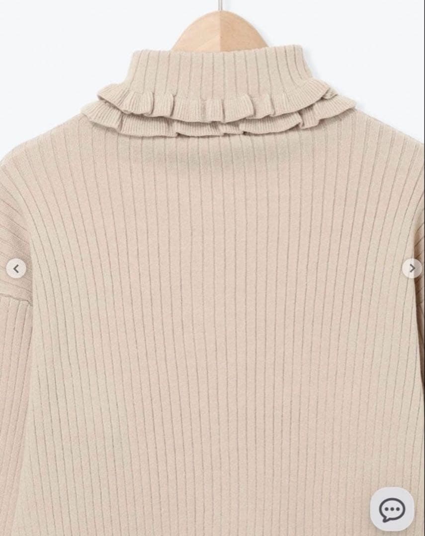 はな＊様 2点おまとめ 袖口配色スカラップタートルニット ベージュ