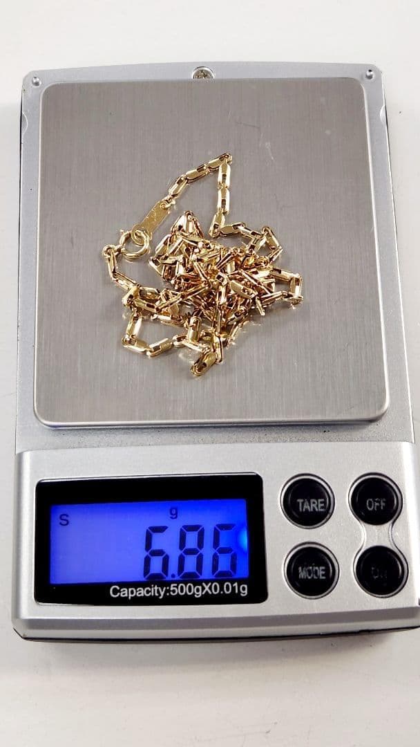 k18　デザインネックレス　ロング　60㎝　6.86ｇ　メンズレディース