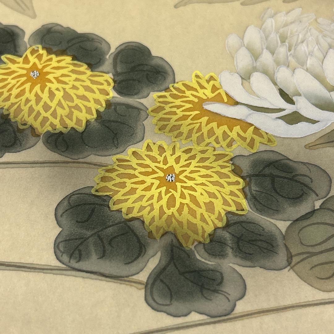 掛軸 四季花 共箱付き 落款あり 植田春甫 風景画 普段掛け 茶室