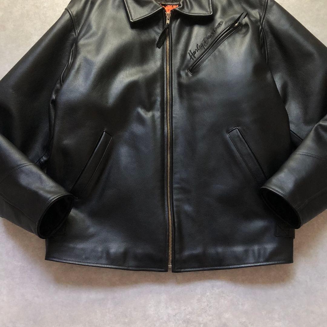 90s~00sハーレーダビッドソンイーグルロゴ牛革シングルライダース