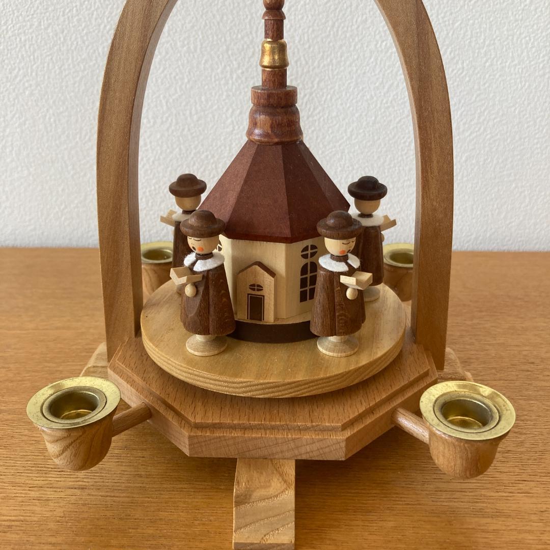 美品】 ドイツ製 クリスマスピラミッド 聖夜の教会 ウィンドミル