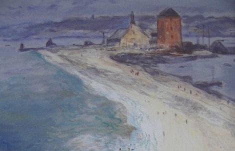 岡義実、【ブルターニュ】、希少な額装用画集より、新品額装付、状態