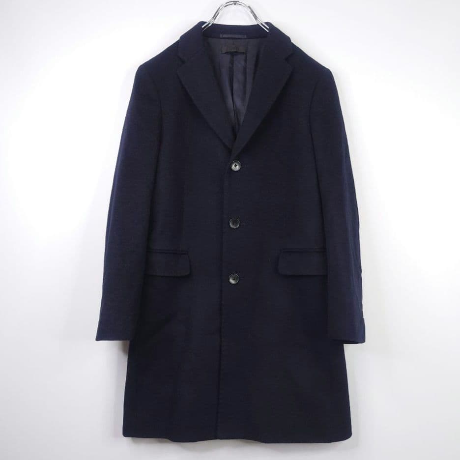 ユニクロ ウールカシミヤ チェスターコート XS 紺 ネイビー 上品 通勤
