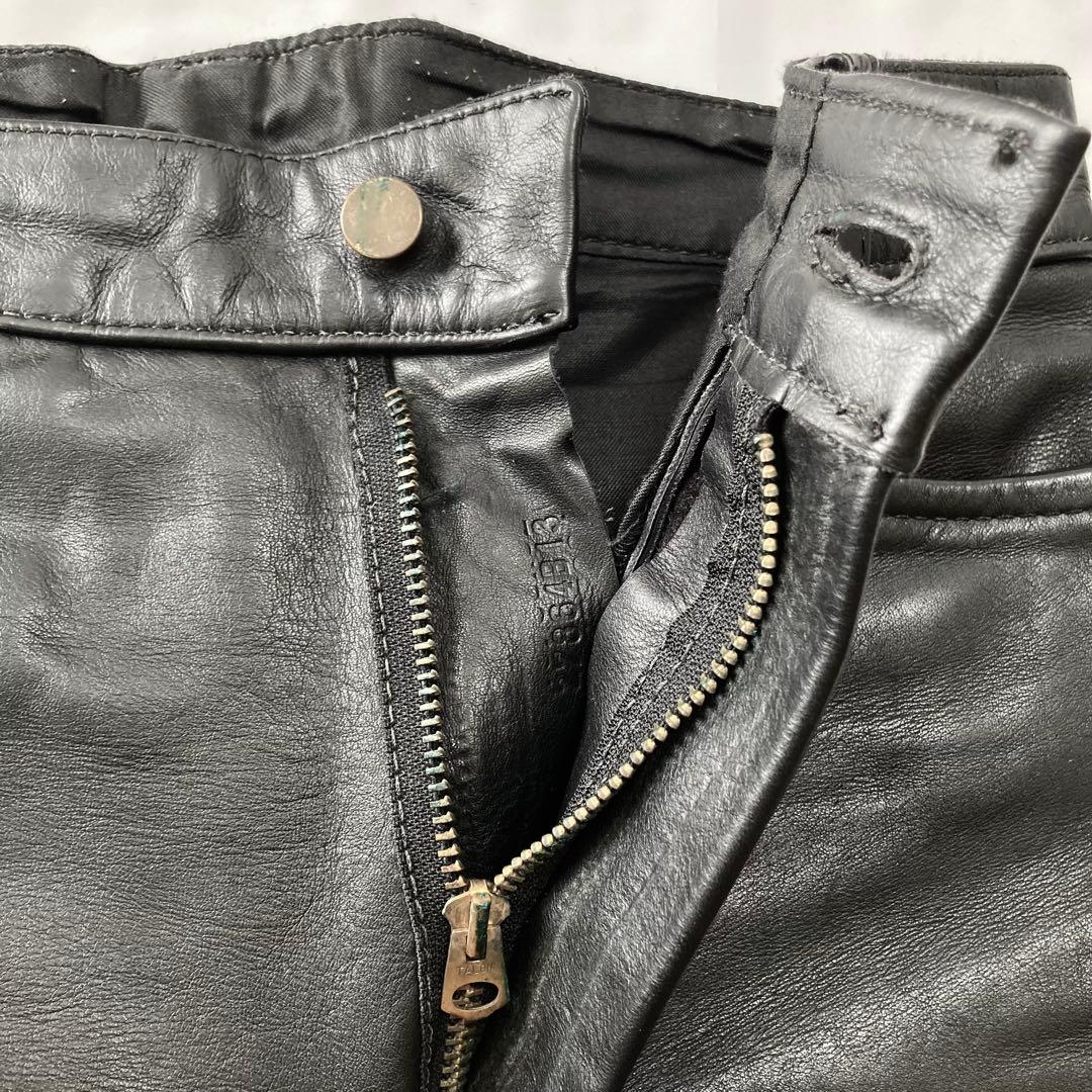 USA製VANSONバンソン☆本革レザーパンツ32ブラック黒ライダースパンツ