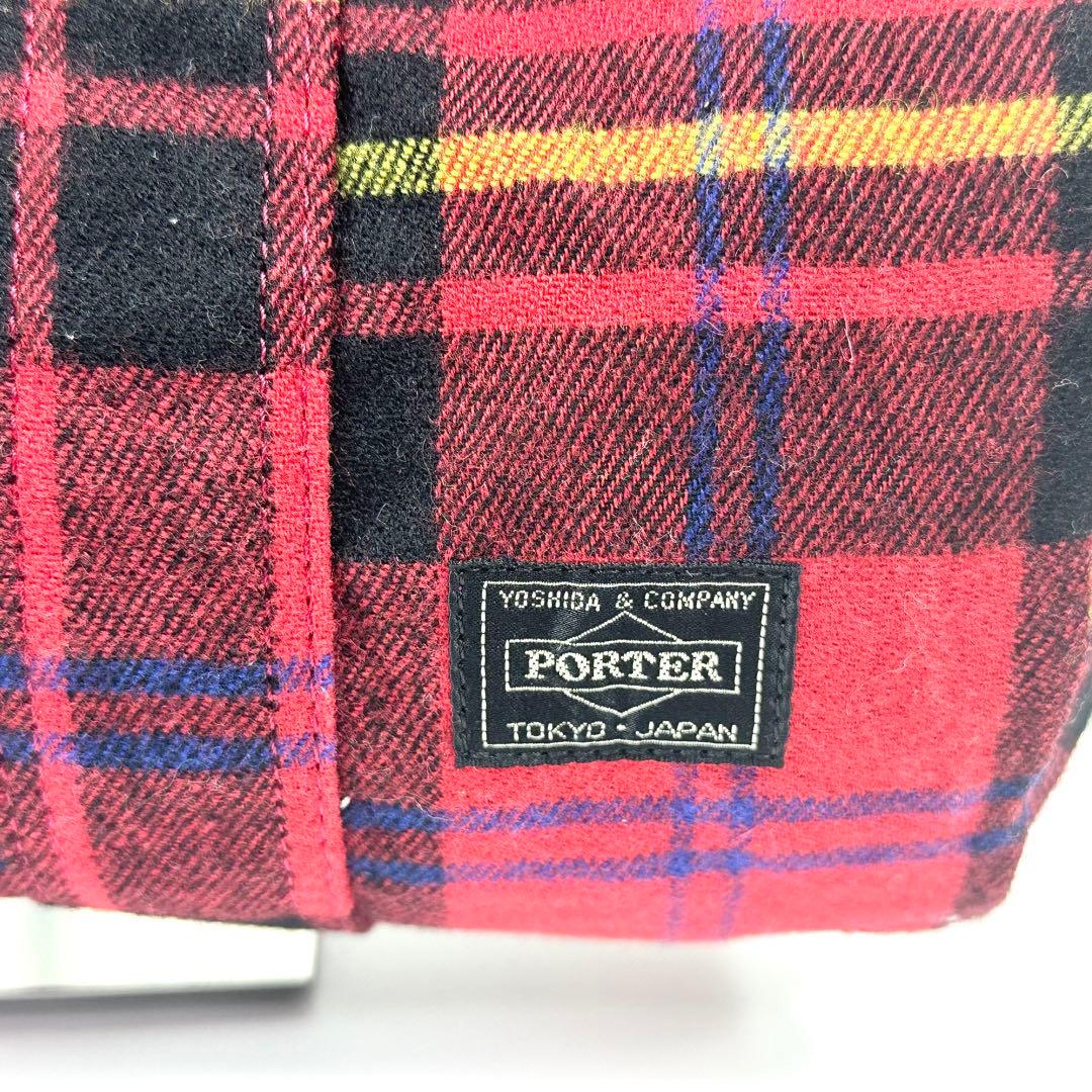 極美品 HEAD PORTER 赤 チェック ミニ ボストンバッグ - メルカリ