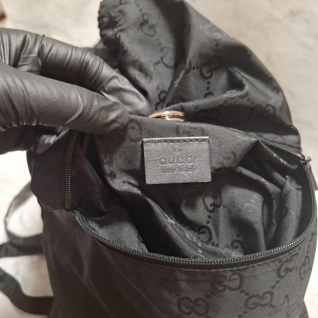 《希少》GUCCI ナイロン リュックサック レザー　クマ　マスコット　GG