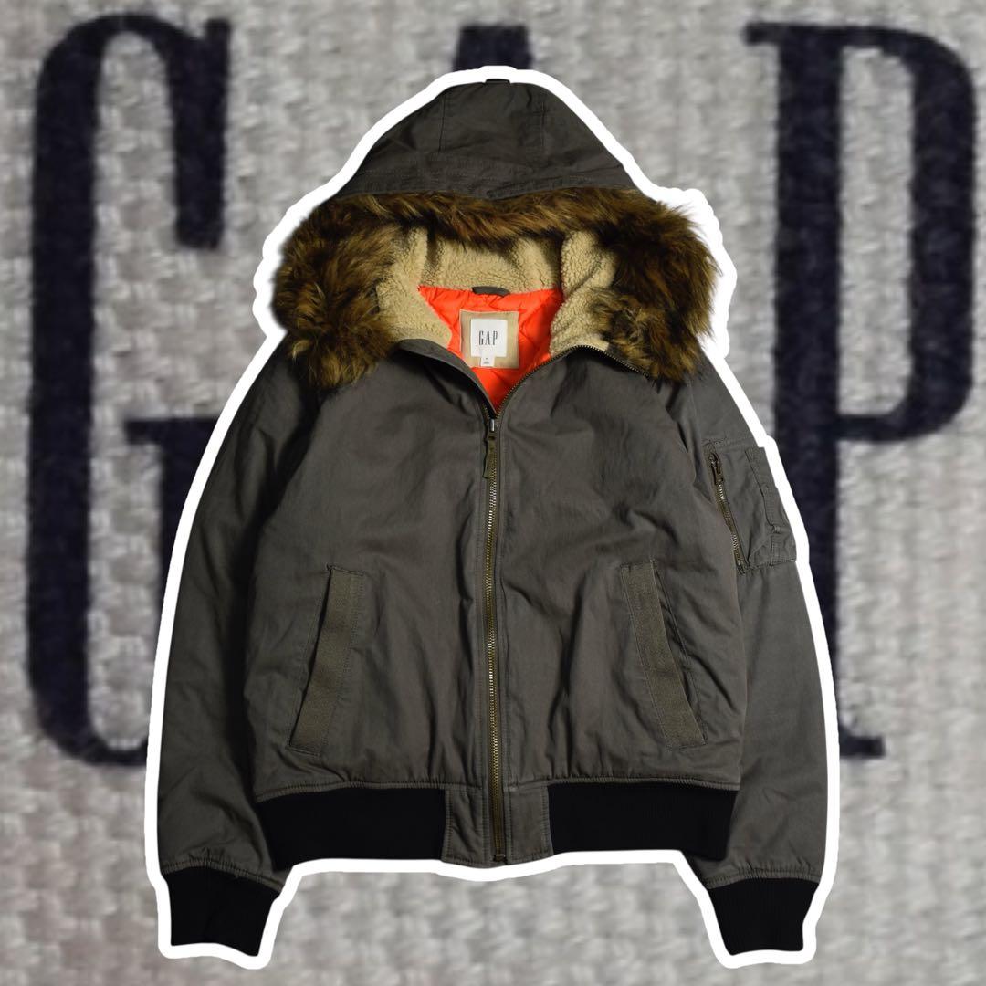 old GAP N2B フライトジャケット ファーフード カーキ 短丈 y2k - メルカリ