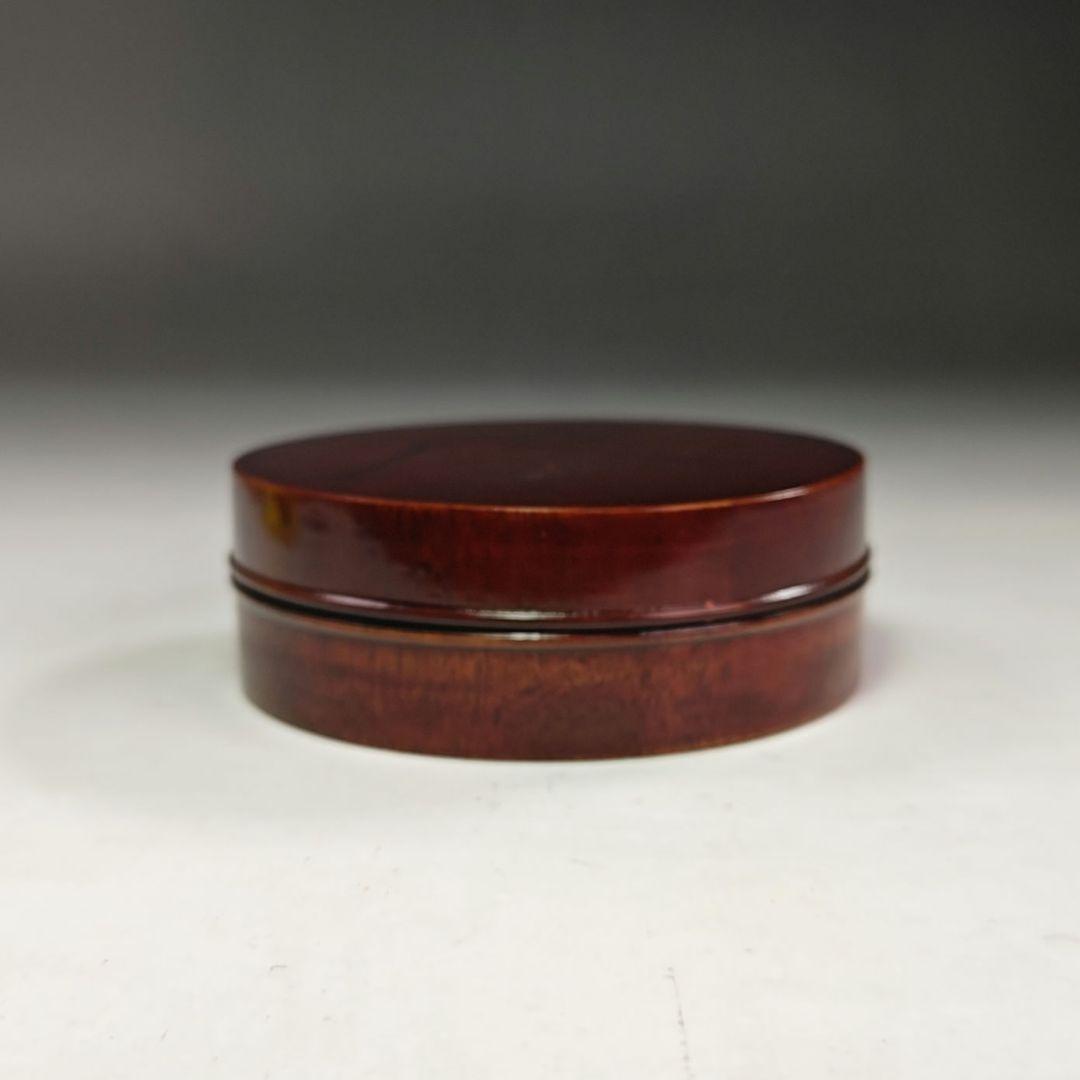 イ909 香合『永田宗伴 極箱 自筆 富士ノ絵 漆塗 丸香合』