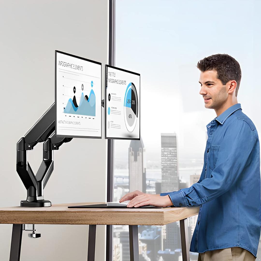 1327インチ モニターアーム２画面 デュアル ディスプレイ多角度調節