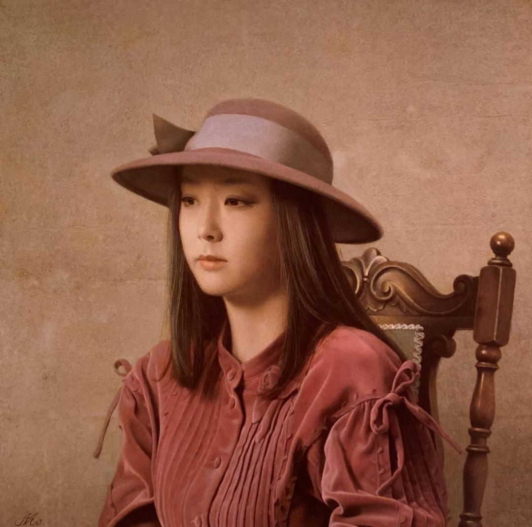 森本草介、【眼差し】、希少な額装用画集画、新品高級額 額装付、状態良好