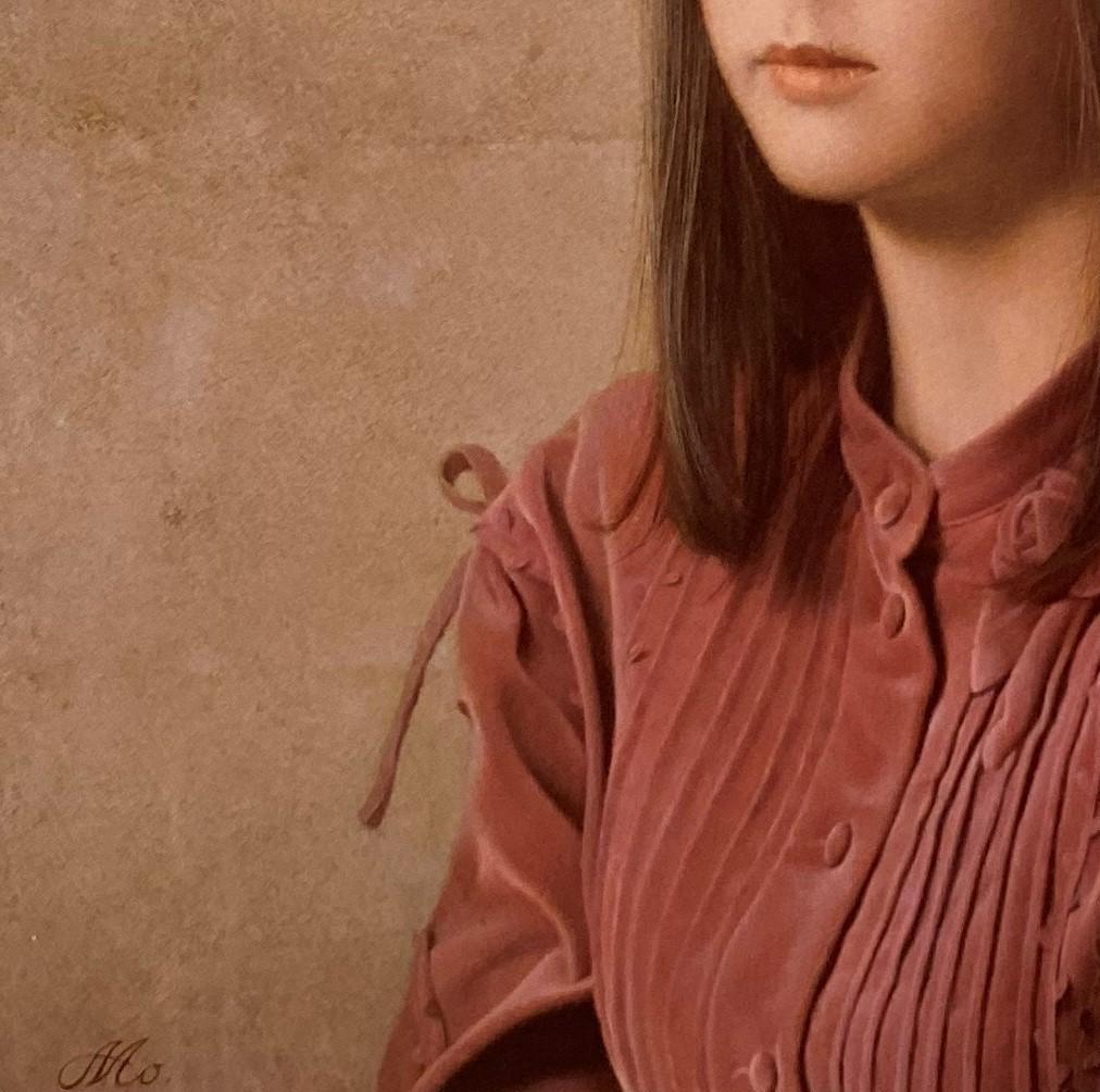 森本草介、【眼差し】、希少な額装用画集画、新品高級額 額装付、状態良好