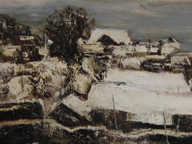 向井潤吉、【湯島台雪景（東京都文京区湯島）】、希少な額装用画集画