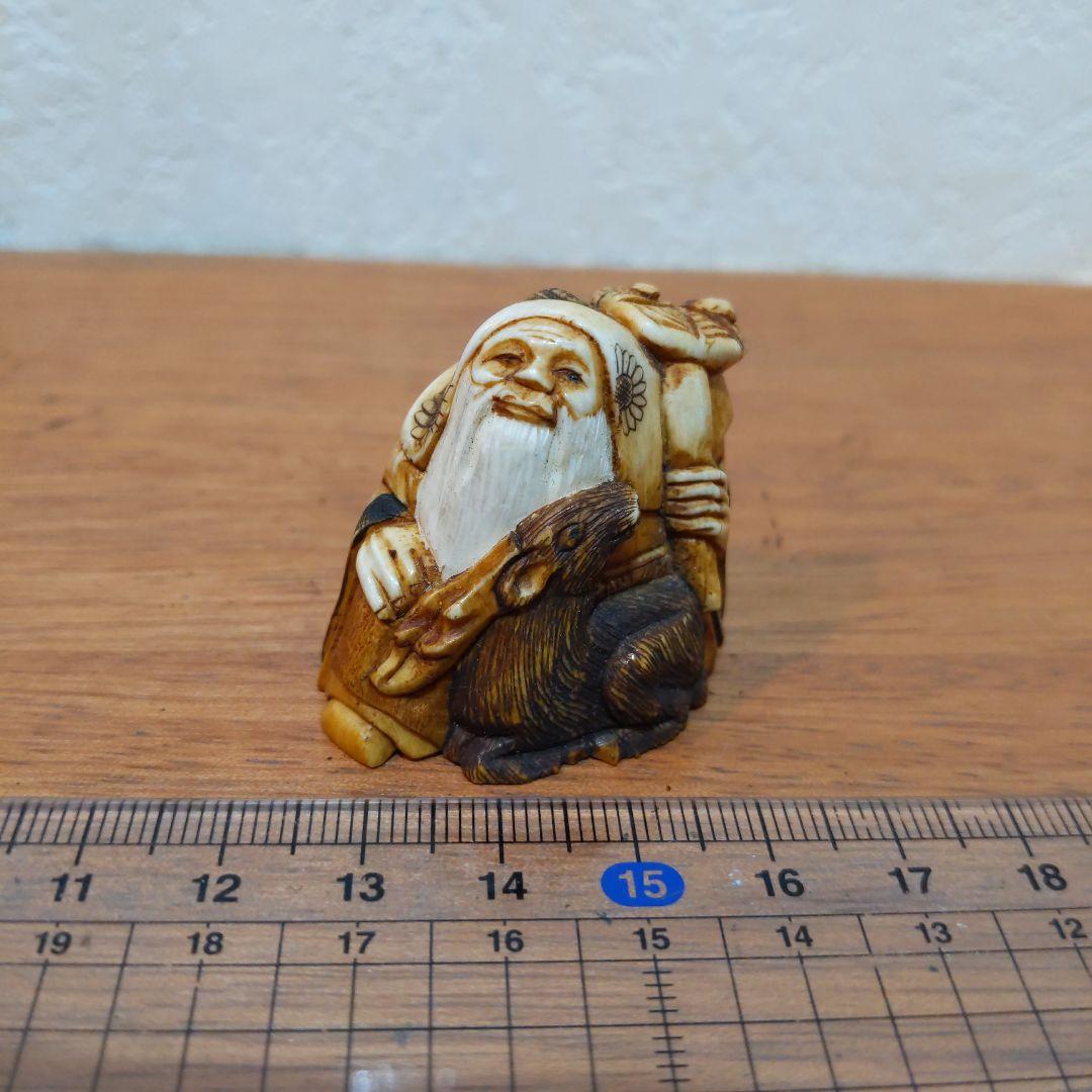 時代提げ物 七福神根付 天然素材 在銘【寿老人】高さ約3.5cm 重さ約30ｇ 根付(七福神：寿老人)(本黄楊・柘植) : EI-Trade Store - 通販 - Yahoo