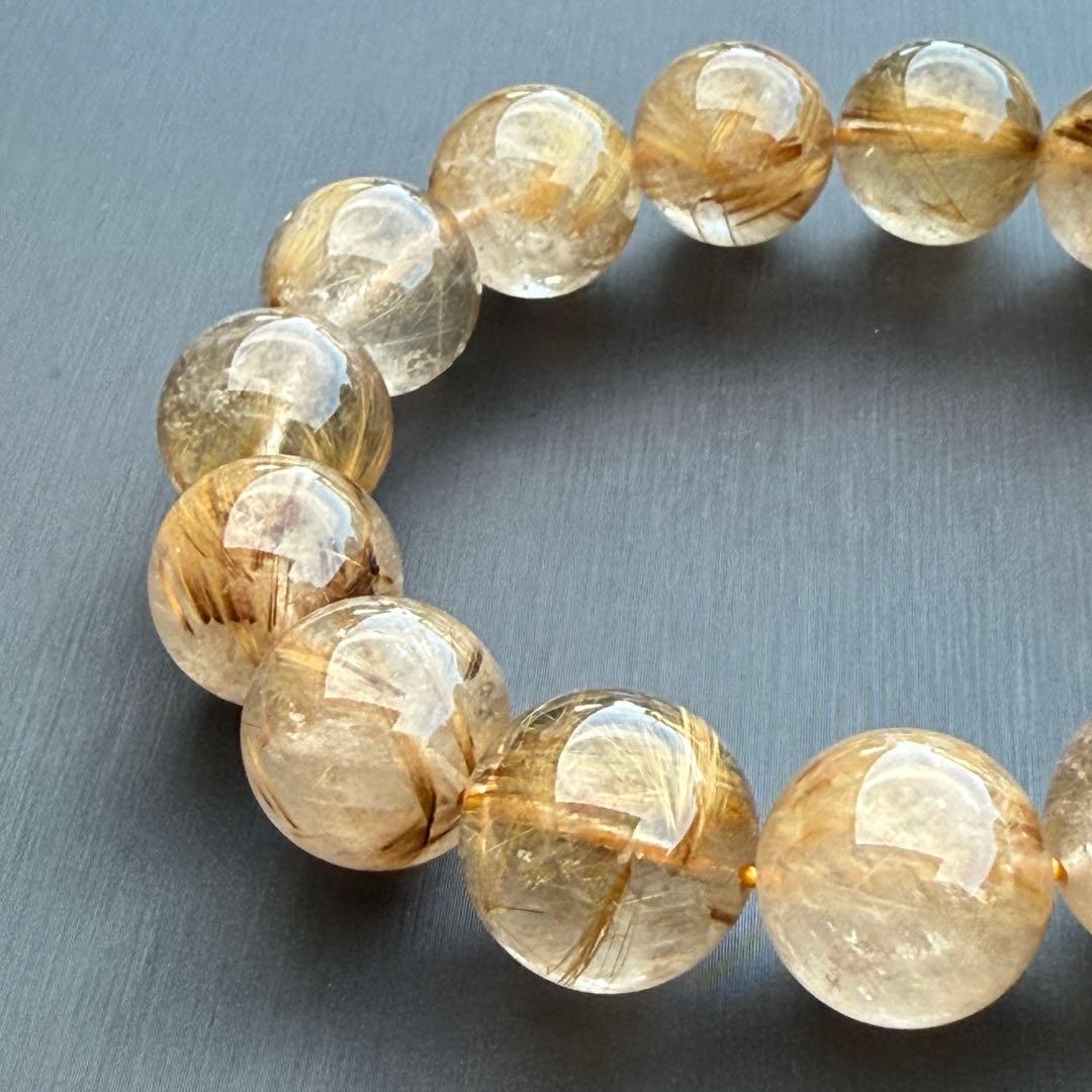 タイガータイチンルチルクォーツ 約14.6〜15.7mm A4675