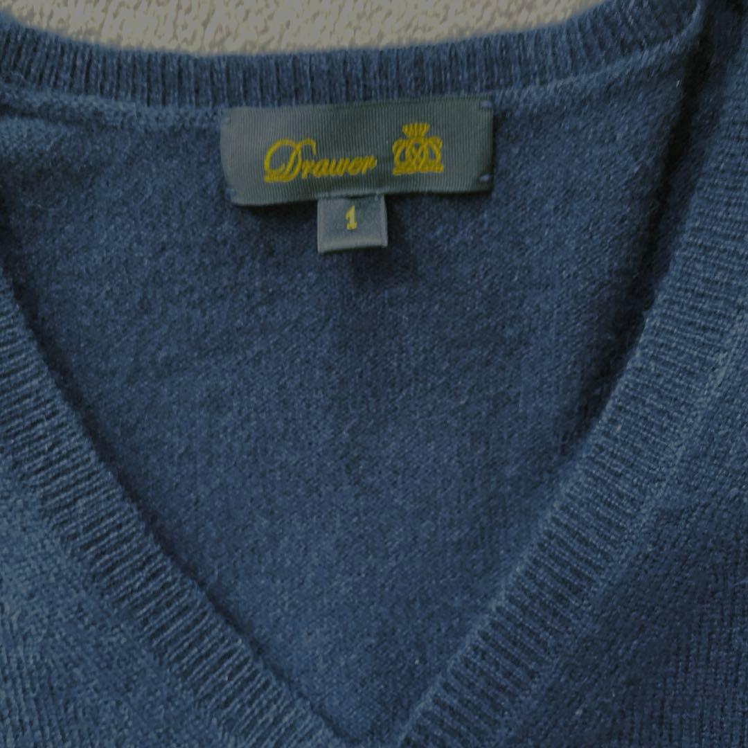 祝日限定値下げ drawer ドゥロワー カシミヤvネックニット 36 ネイビー