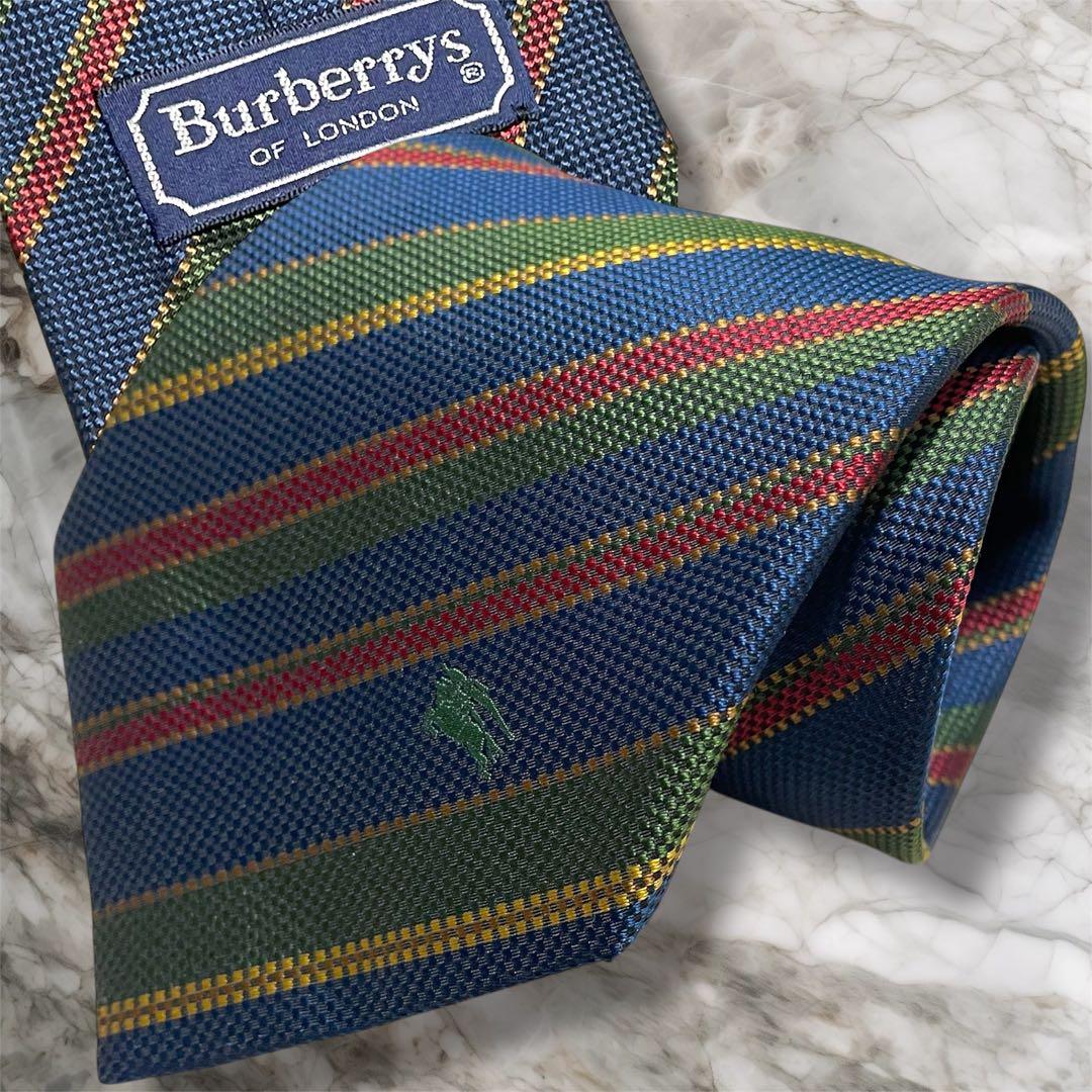 大人気】バーバリー ネクタイ ストライプ ホースロゴ 虹色マルチカラー
