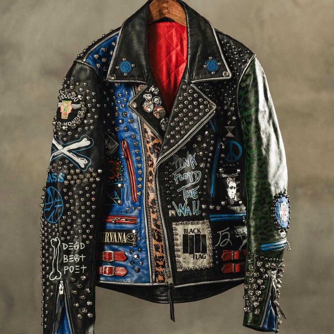 肉厚レザー 鋲ジャン カスタムライダース 幻 激レア 好配色 40Lサイズ