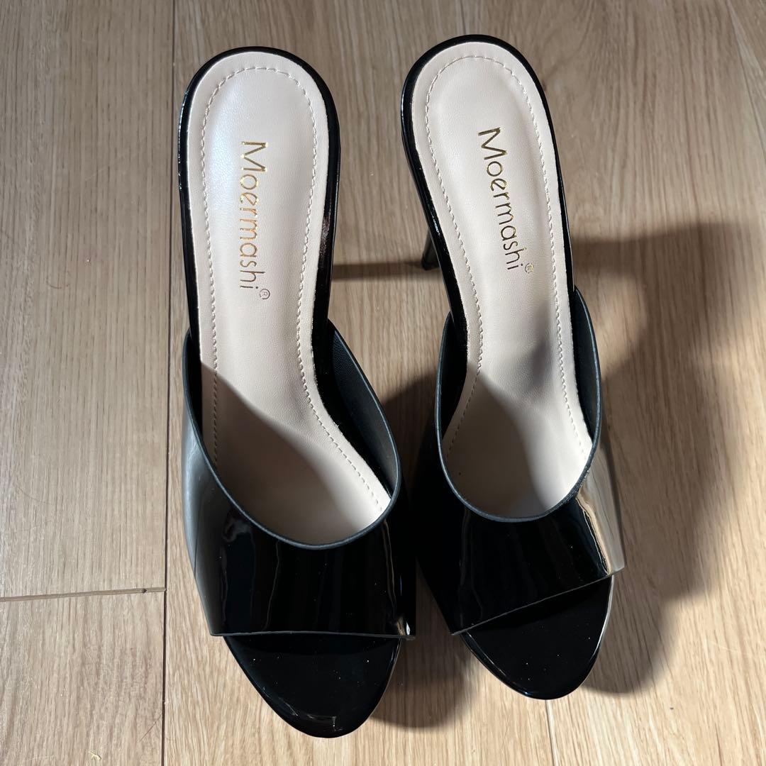 Moermashi ブラック ハイヒール オープントゥ - メルカリ