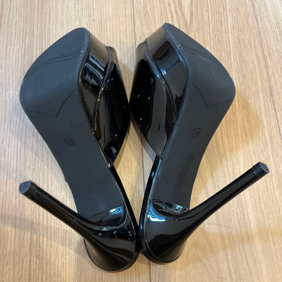 Moermashi ブラック ハイヒール オープントゥ - メルカリ