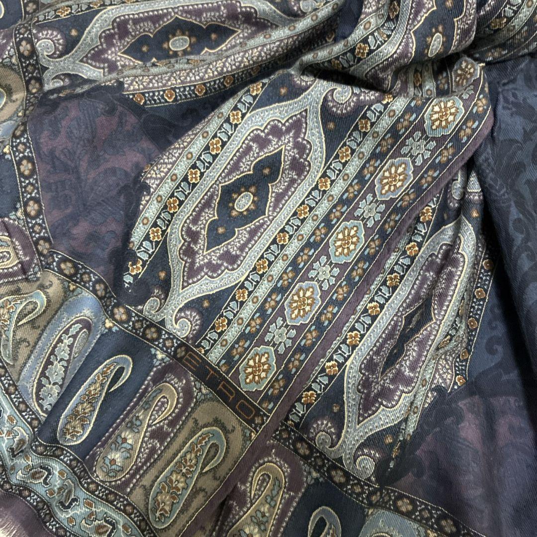 極美品】ETRO エトロ シルク混 大判ストール スカーフ イタリア製