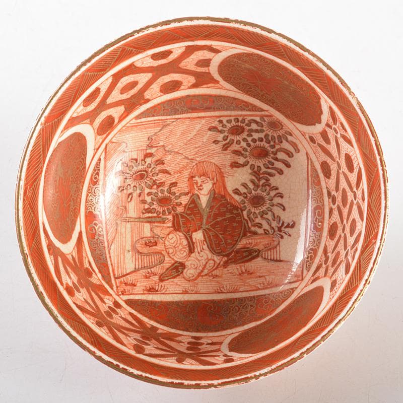 九谷焼 古九谷 赤絵金彩 人物文 小碗 時代箱付 M R5796 - メルカリ