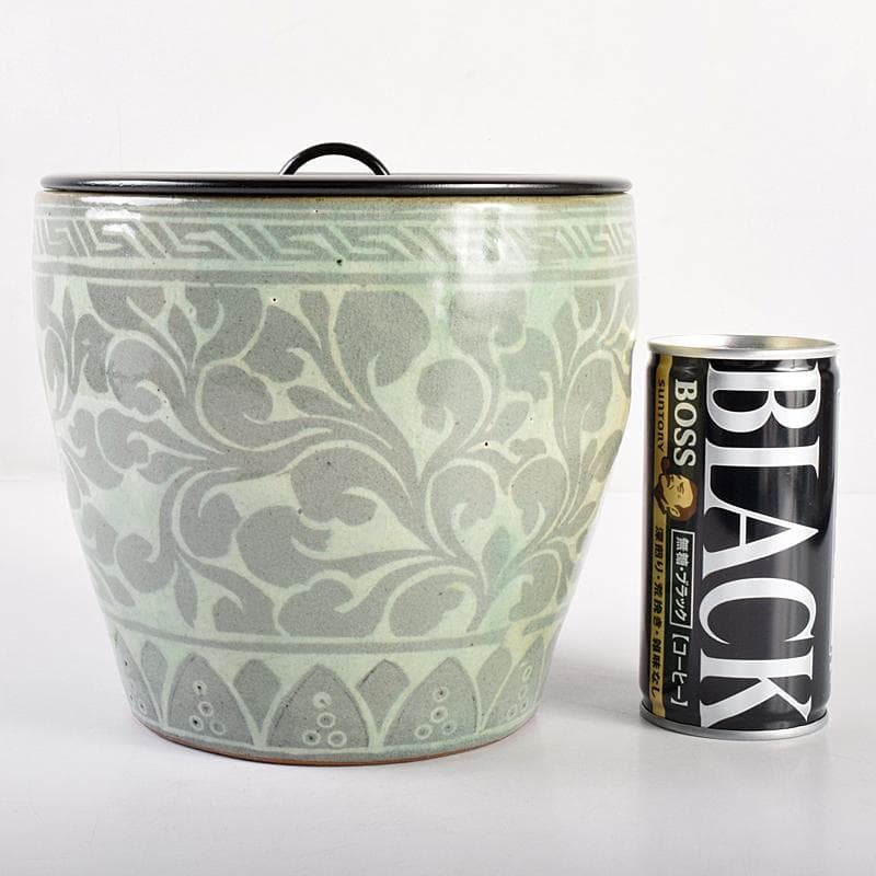 韓国 水広陶窯 李貞夏作 高麗青磁 花文 水指 合わせ箱 V R7713B - メルカリ