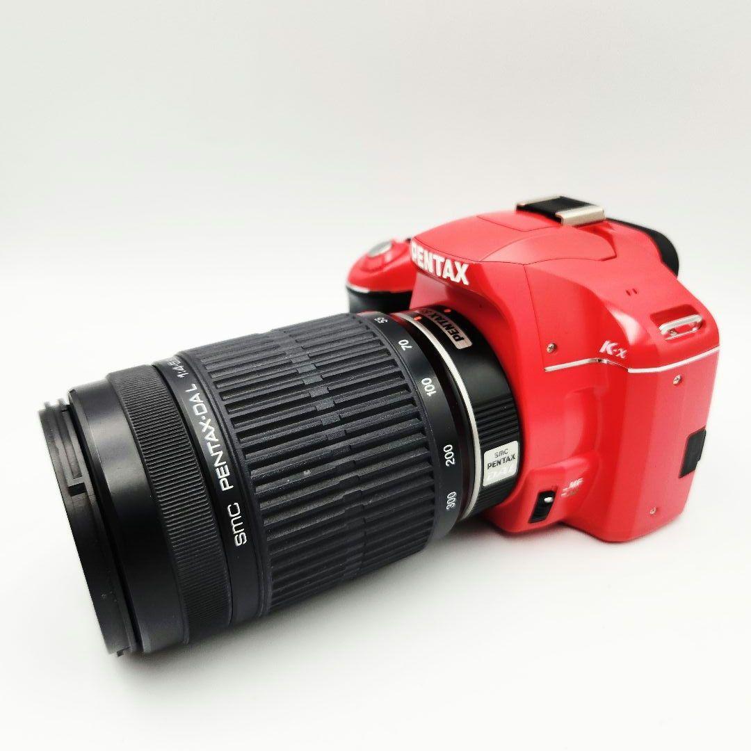 【美品】PENTAX K-X レッド 標準+超望遠レンズセット 箱、説明書付き
