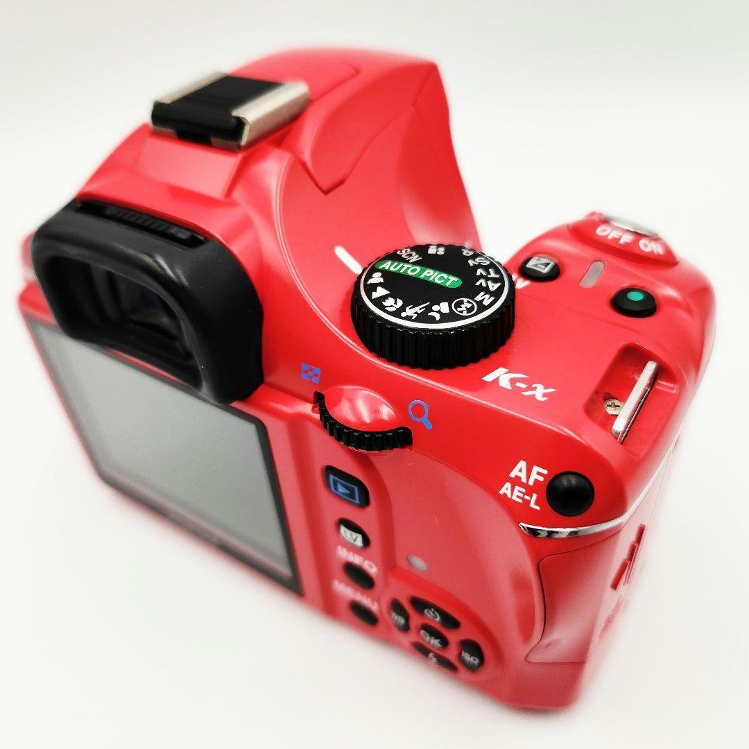 【美品】PENTAX K-X レッド 標準+超望遠レンズセット 箱、説明書付き