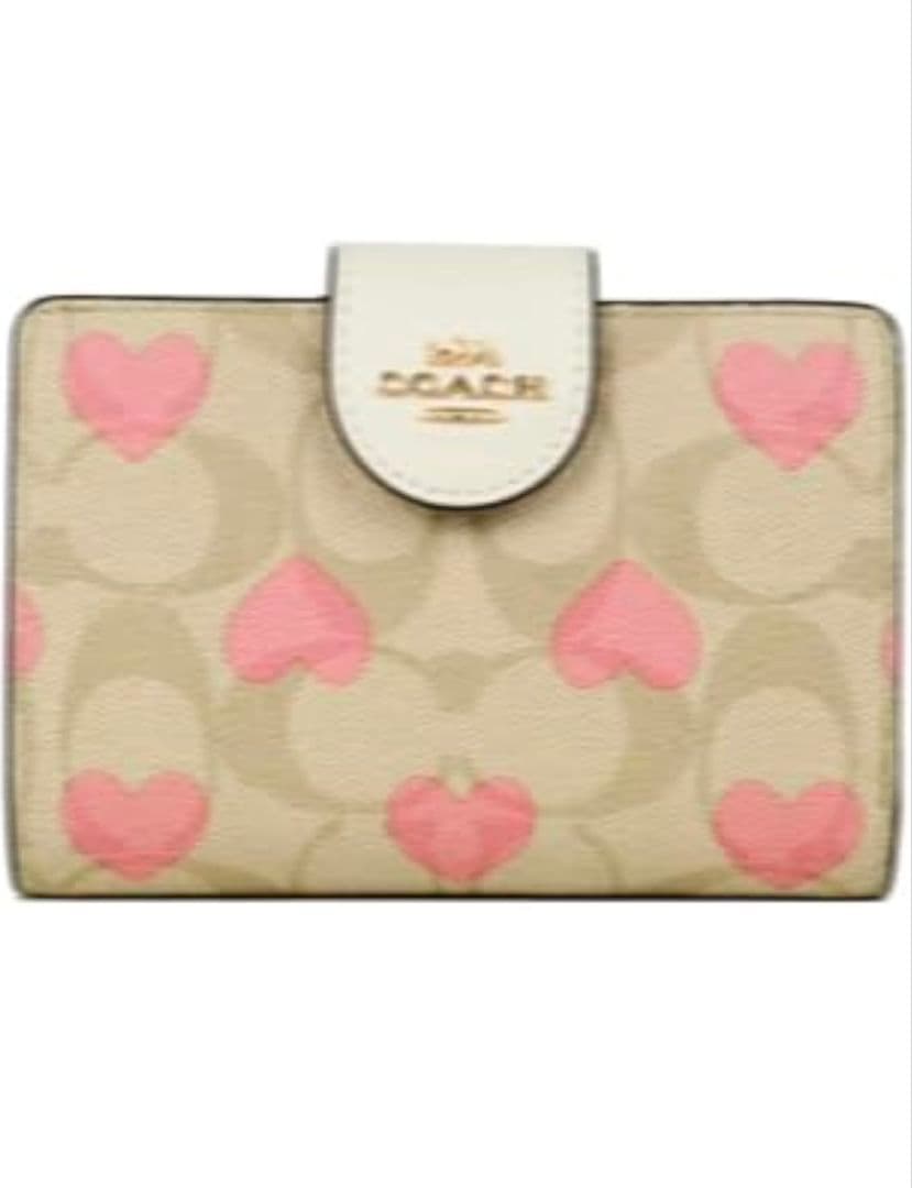 COACH ハート柄 二つ折り財布 未使用 コーチ COACH クレヨン ハート プリント 二つ折り財布