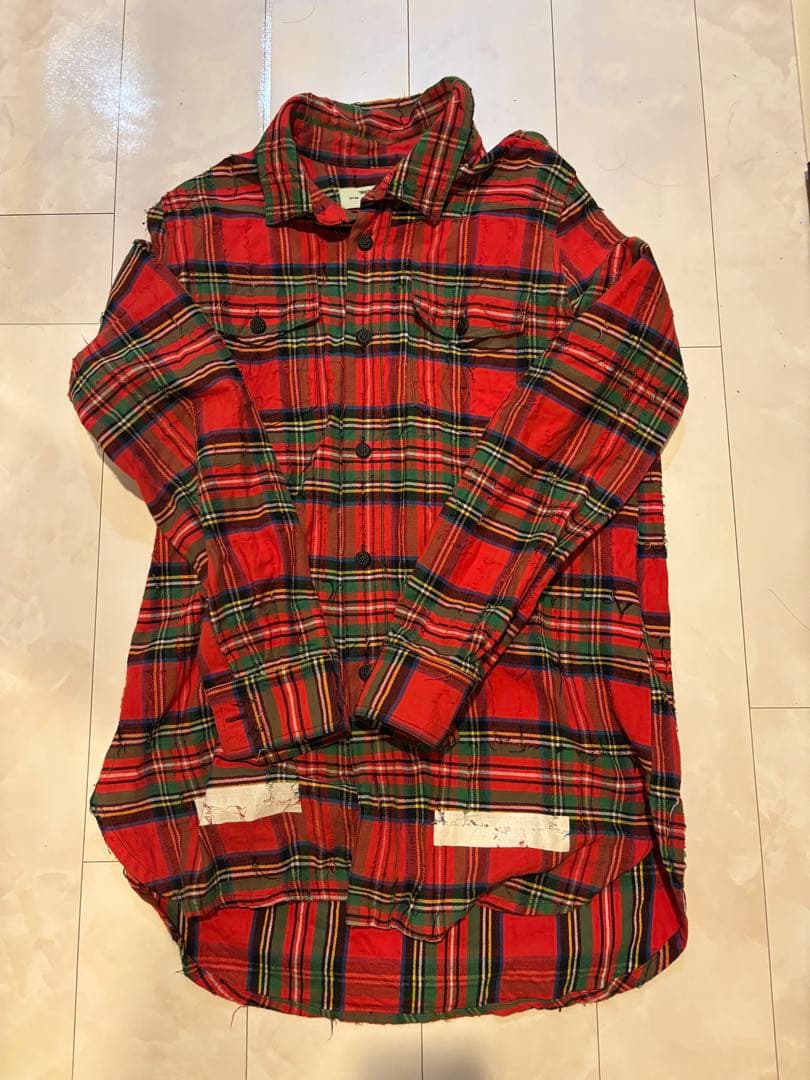 オフホワイト（OFF-WHITE） スプレープリントチェックシャツ - メルカリ