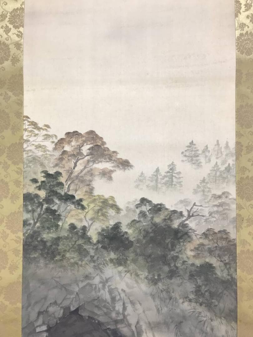 真作/亀山秀景/渓谷秋隠/秋景山水図/山水図/紅葉図/掛軸/