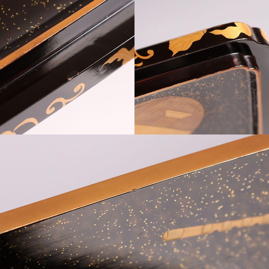 MA698】加賀蒔絵 饅羹重 楼閣山水楽器唐草 金蒔絵 木製 饅頭箱 菓子器