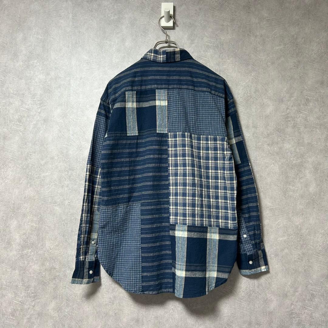 新品 ローレンラルフローレン 綿 麻 チェック柄 長袖 シャツ パッチ