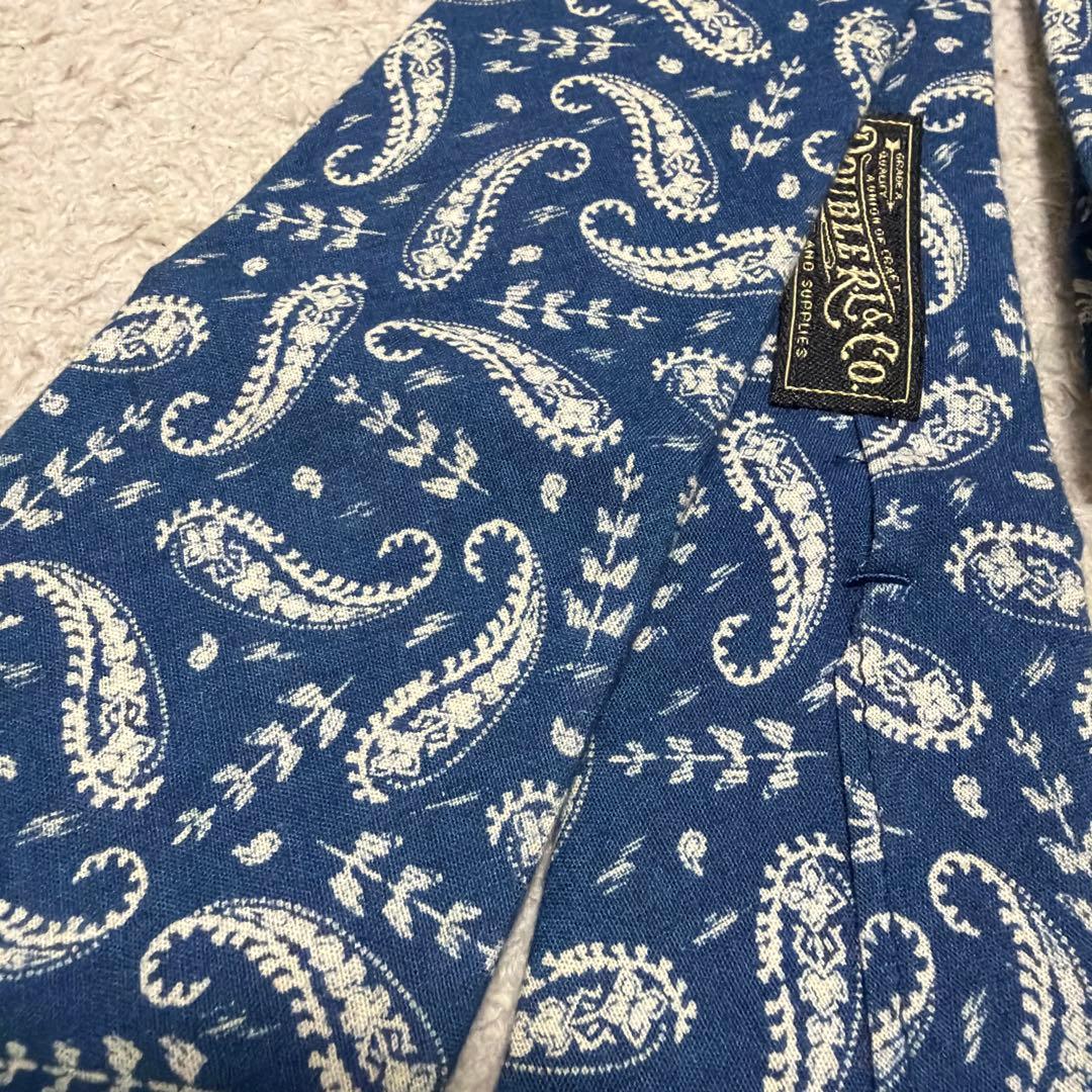 ダブルアールエル イタリア製 インディゴ ペイズリーネクタイ